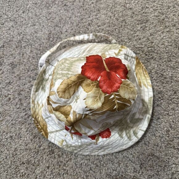 Baby Bucket Hat Cap Bonnet with Chin Strap Hawaiian Floral Aloha reversible - Picture 6 of 8